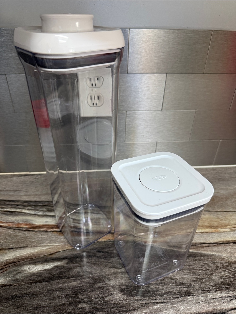 OXO White Plastic Airtight Food Storage Containers (2)